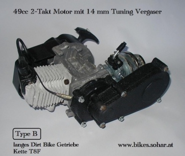 49cc 2 Takt Motor mit 14 mm Tuning Vergaser - Motocross Kindermotorrad Pit  Dirt Bike Quad Ersatzteile Tuningteile China Bikes